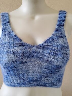 NWOT Free People FP Movement Fuzzy Cropped Tank Top​ Size L Blue